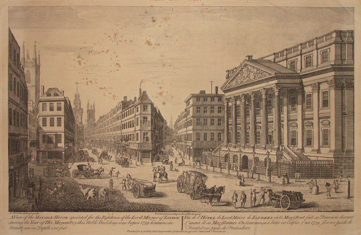 Print - A View of the Mansion House - Bowles